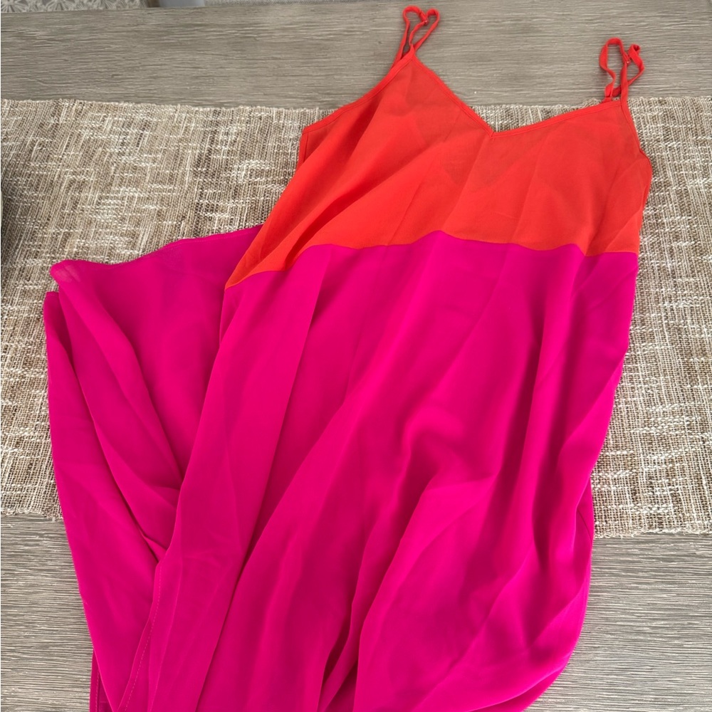 Chic Colorblock Dress in Orange and Pink